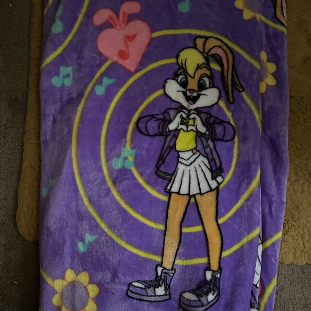 Purple Blanket with Cartoon Character Design